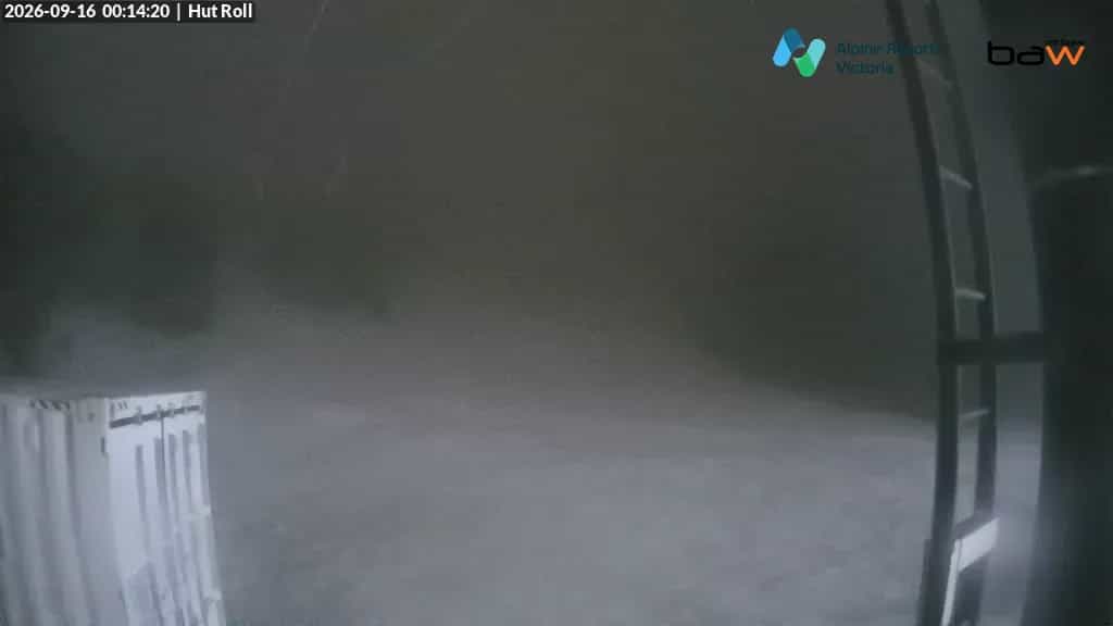 Mt Baw Baw Hut Roll webcam frame captured 16 September 2026 at 12:16 am AEST