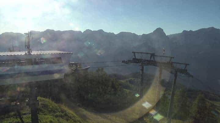 Hinterstoder Höss-Express Upper Station webcam frame captured 15 September 2026 at 5:35 pm GMT+2