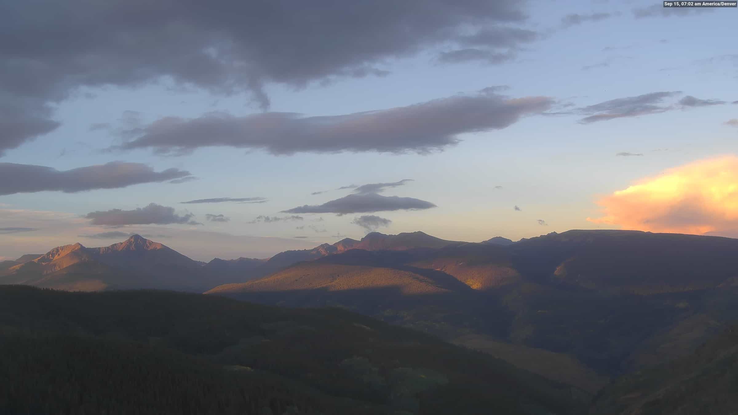 Vail Eagle's Nest webcam frame captured 15 September 2026 at 7:03 am GMT-6