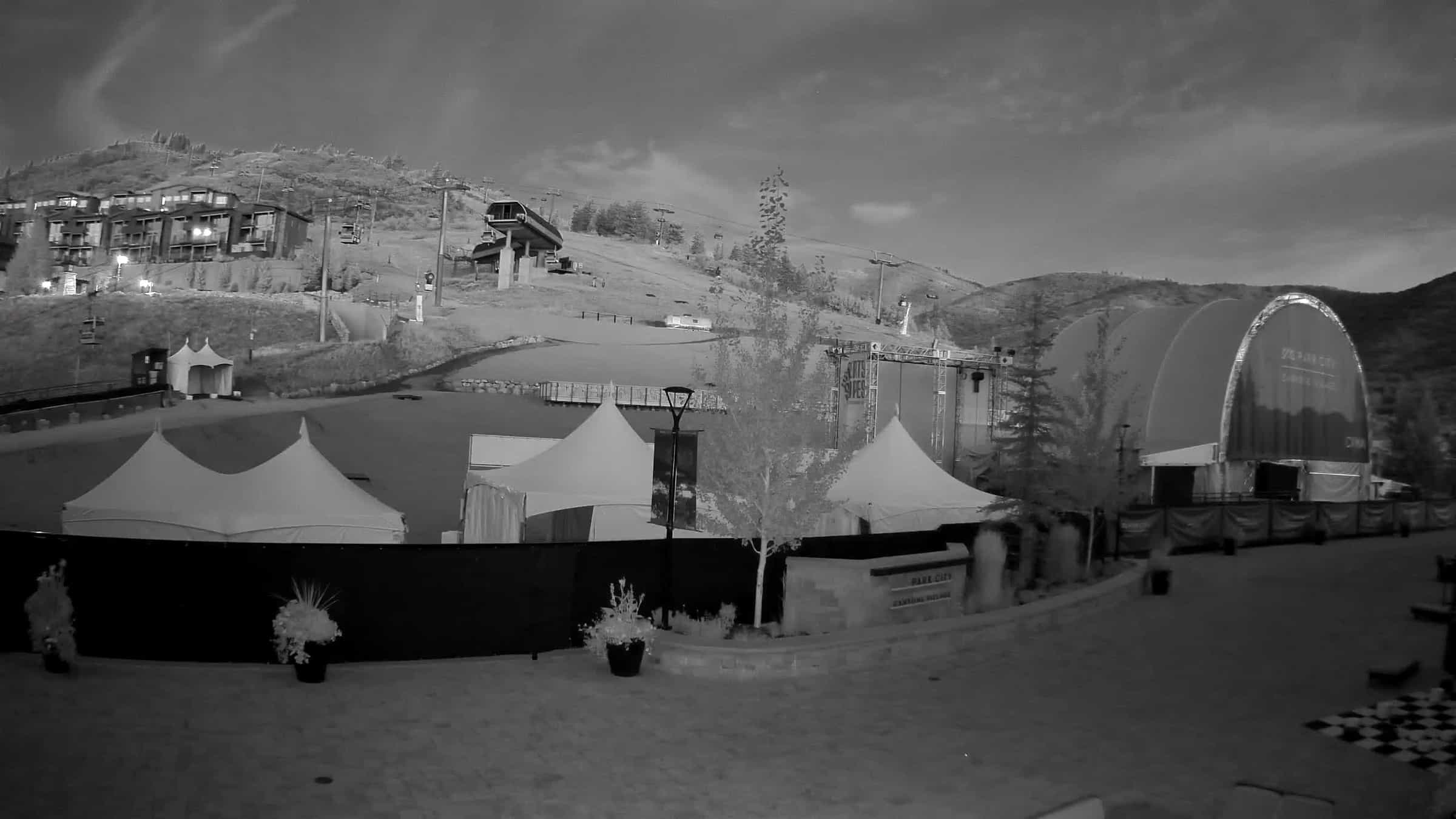 Park City Canyons Village Ski Beach webcam frame captured 15 September 2026 at 6:38 am GMT-6