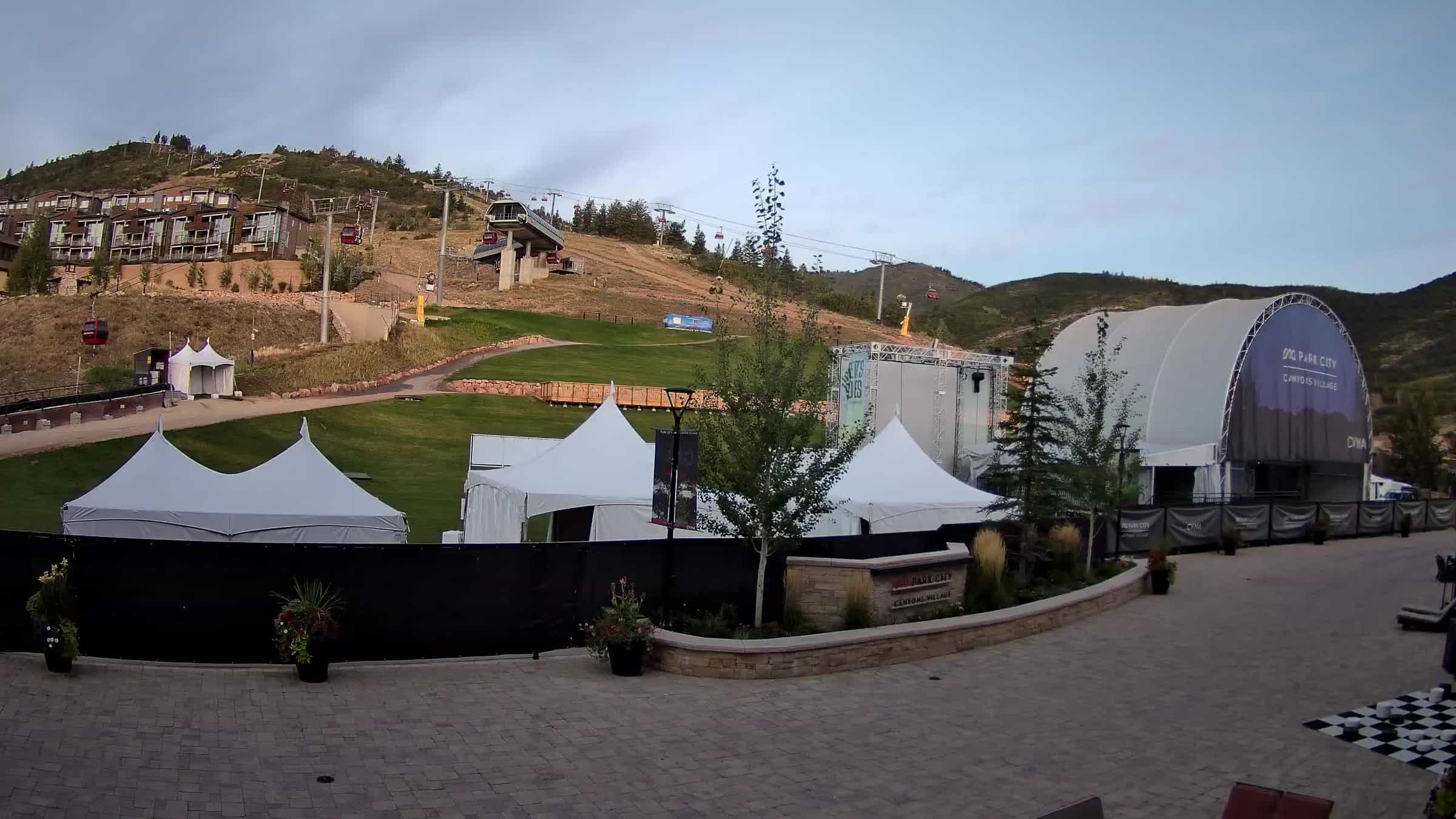 Park City Canyons Village Ski Beach webcam frame captured 15 September 2026 at 7:00 am GMT-6