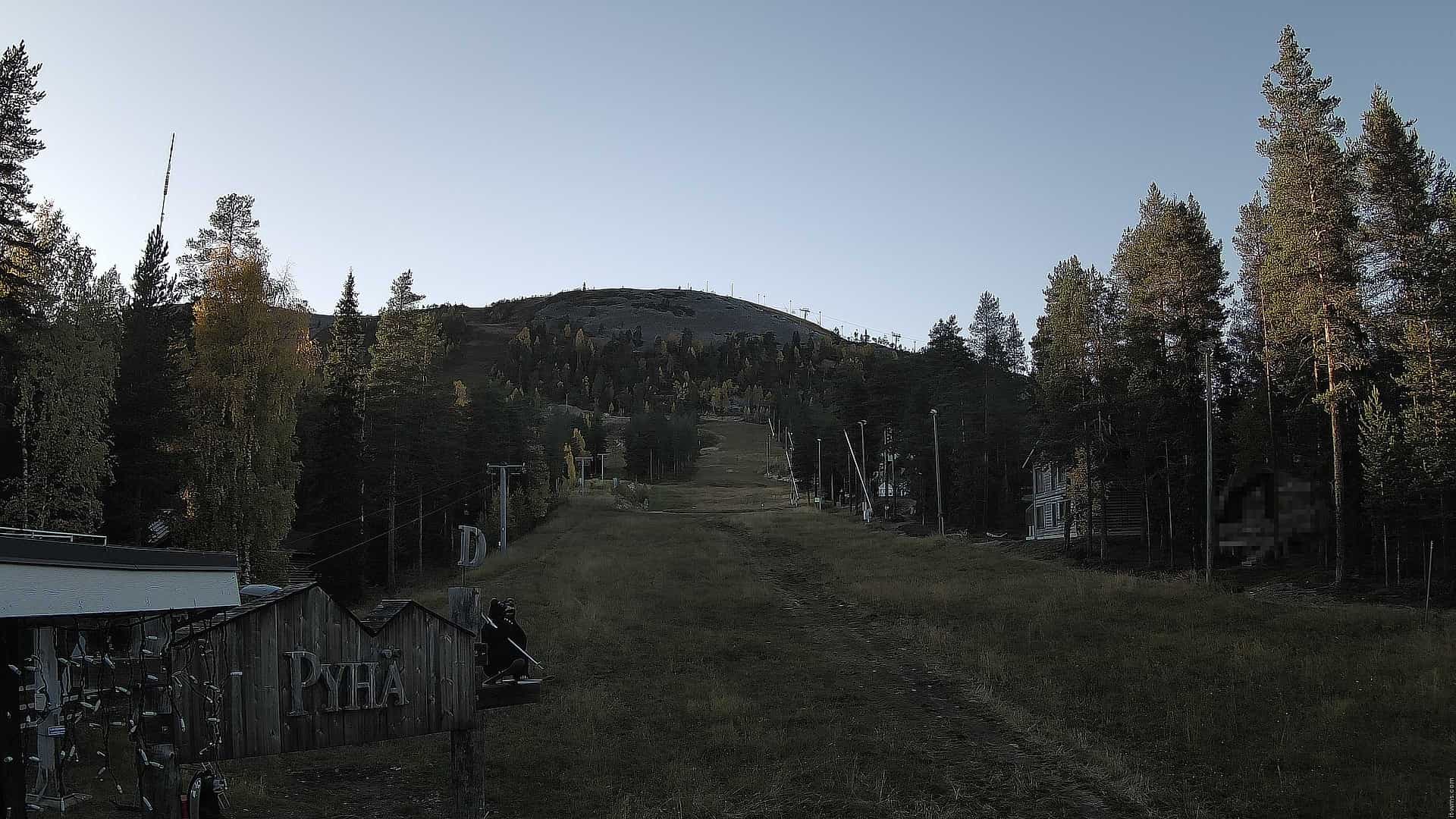 Pyhä Family Slopes Base webcam frame captured 15 September 2026 at 6:34 pm GMT+3