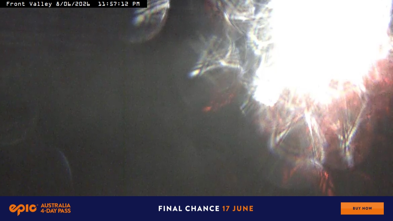 Perisher Front Valley snow cam captured at 8 June 2026 at 11:58 pm AEST
