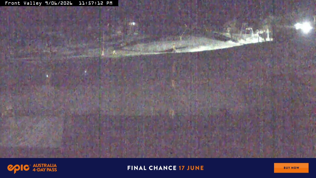 Perisher Front Valley snow cam captured at 9 June 2026 at 11:58 pm AEST