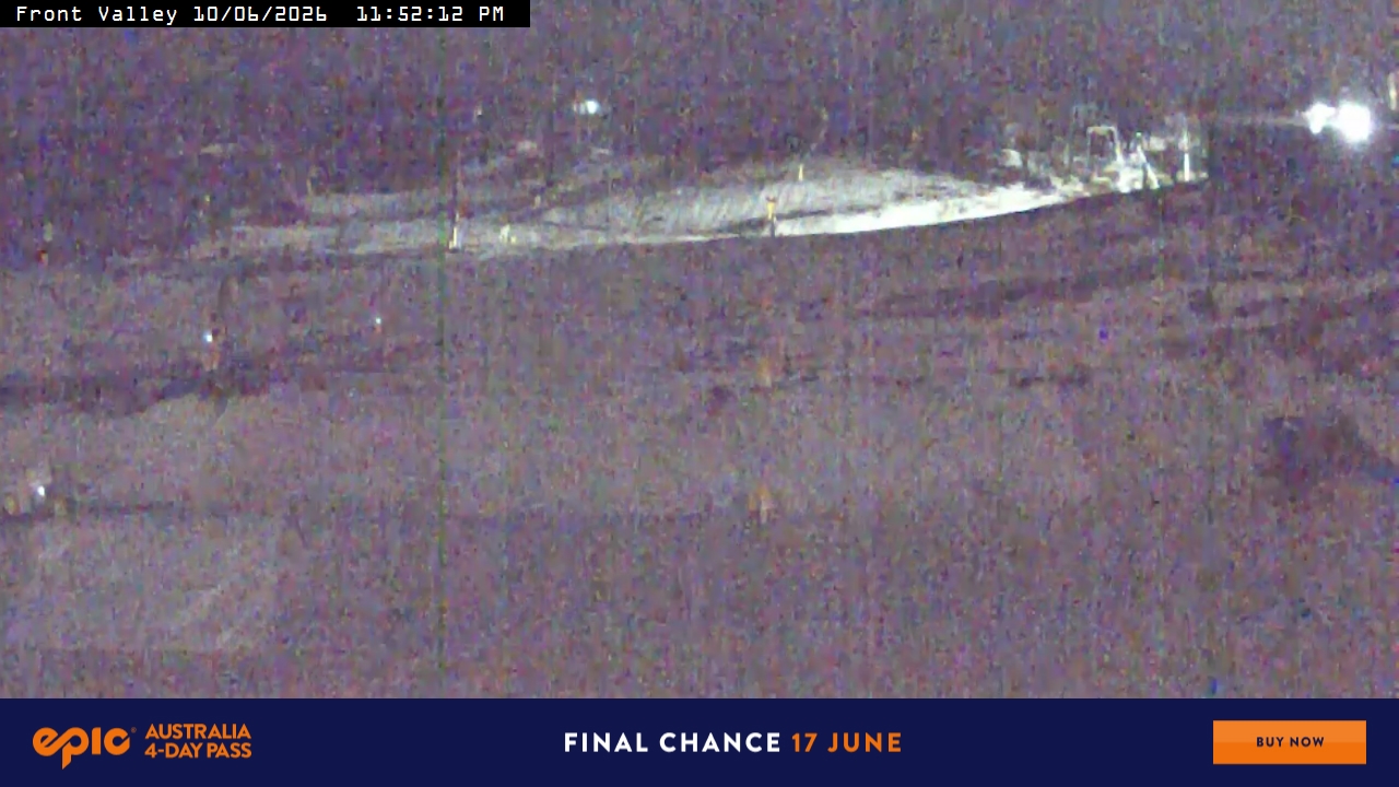 Perisher Front Valley snow cam captured at 10 June 2026 at 11:56 pm AEST