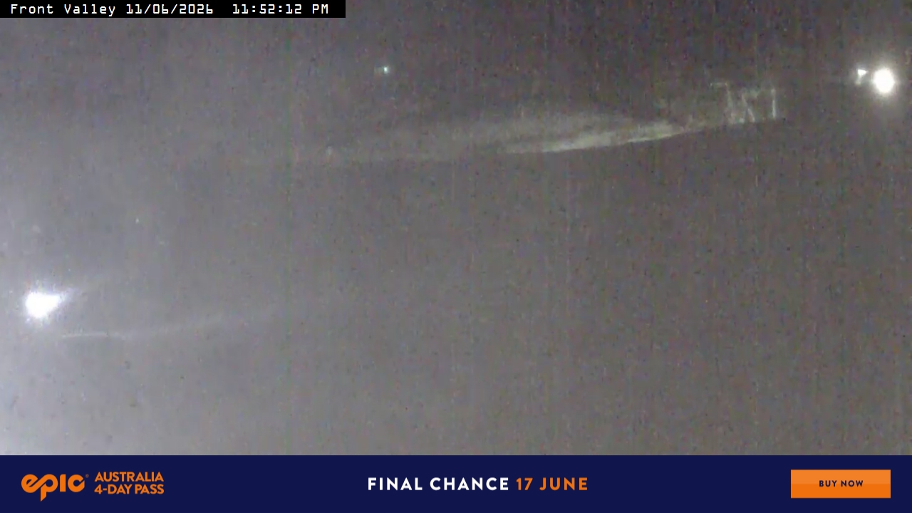 Perisher Front Valley snow cam captured at 11 June 2026 at 11:56 pm AEST
