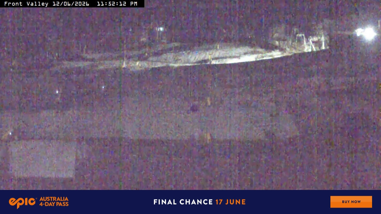 Perisher Front Valley snow cam captured at 12 June 2026 at 11:56 pm AEST