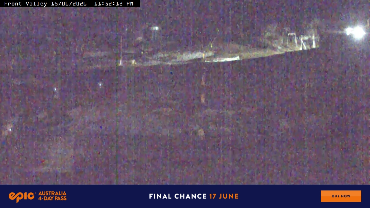 Perisher Front Valley snow cam captured at 15 June 2026 at 11:54 pm AEST