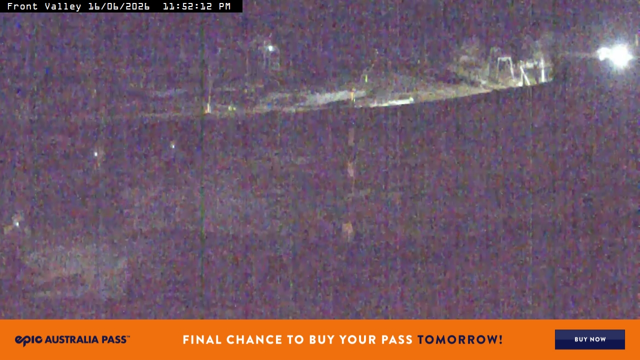 Perisher Front Valley snow cam captured at 16 June 2026 at 11:54 pm AEST