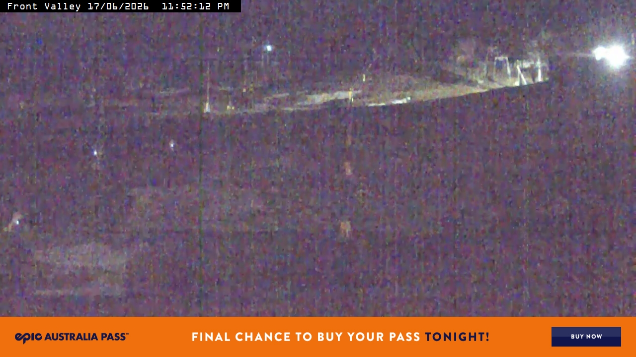 Perisher Front Valley snow cam captured at 17 June 2026 at 11:54 pm AEST