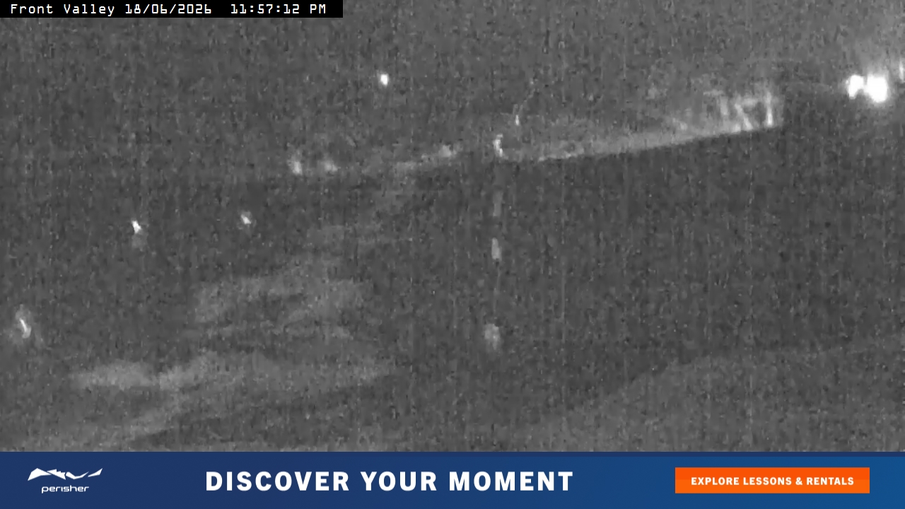 Perisher Front Valley snow cam captured at 18 June 2026 at 11:59 pm AEST