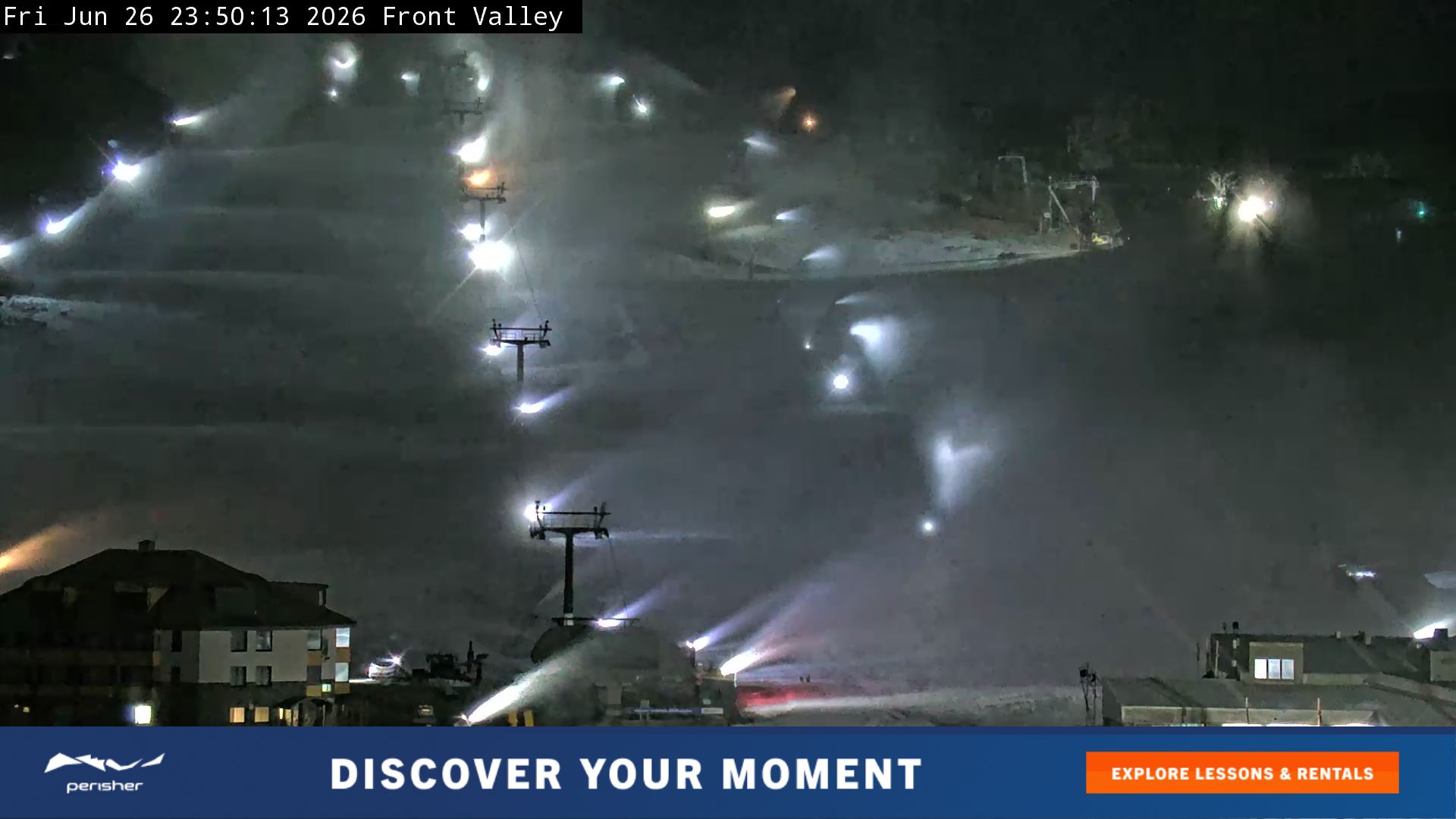 Perisher Front Valley snow cam captured at 26 June 2026 at 11:52 pm AEST
