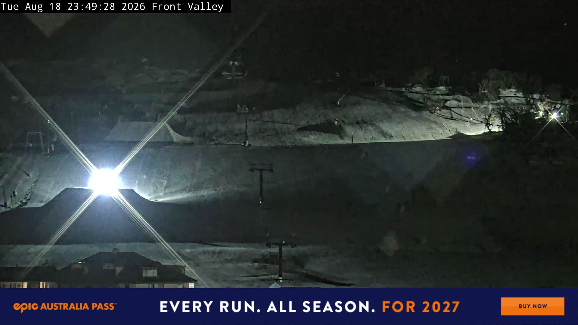 Perisher Front Valley snow cam captured at 18 August 2026 at 11:58 pm AEST