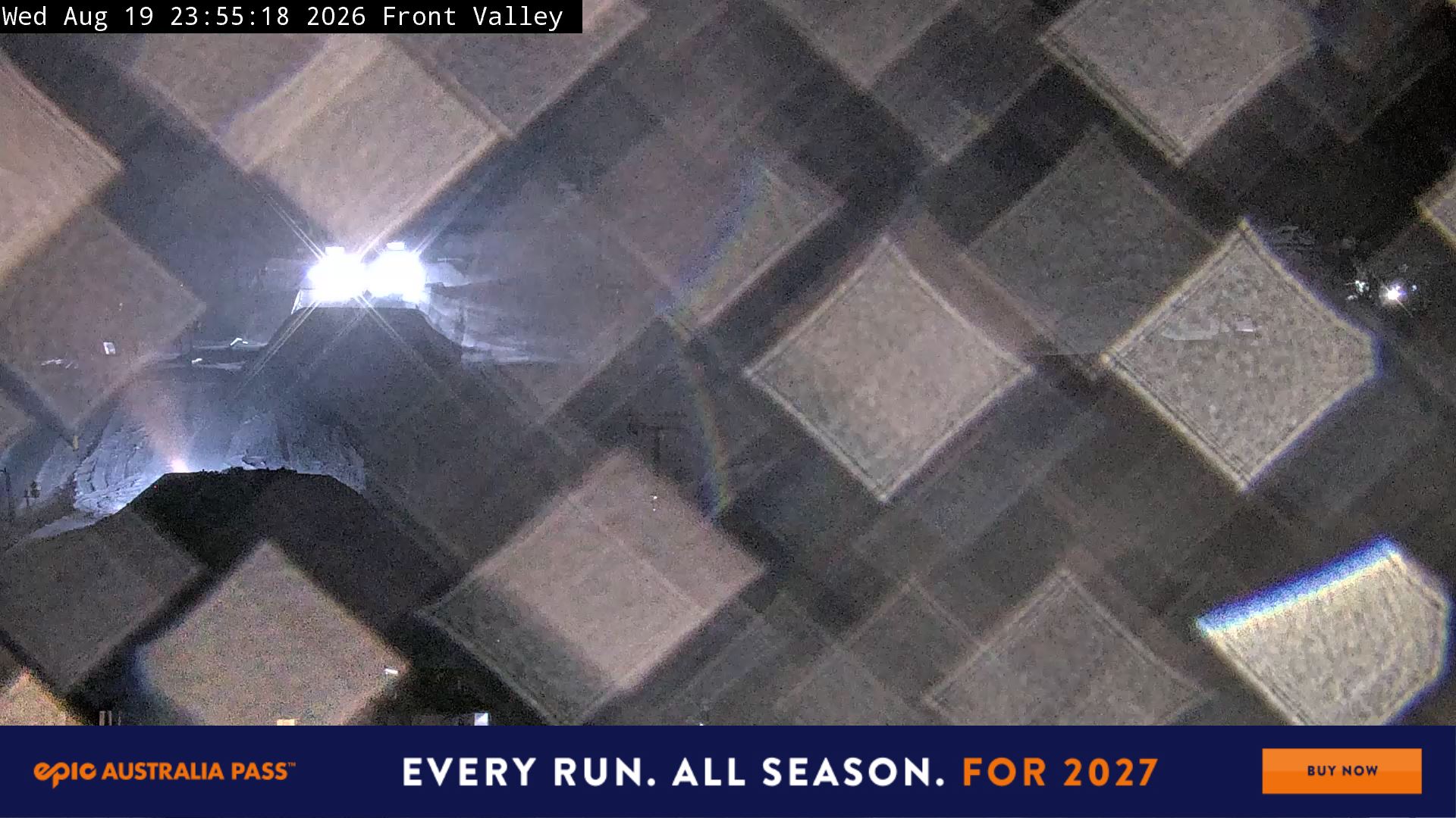 Perisher Front Valley snow cam captured at 19 August 2026 at 11:59 pm AEST
