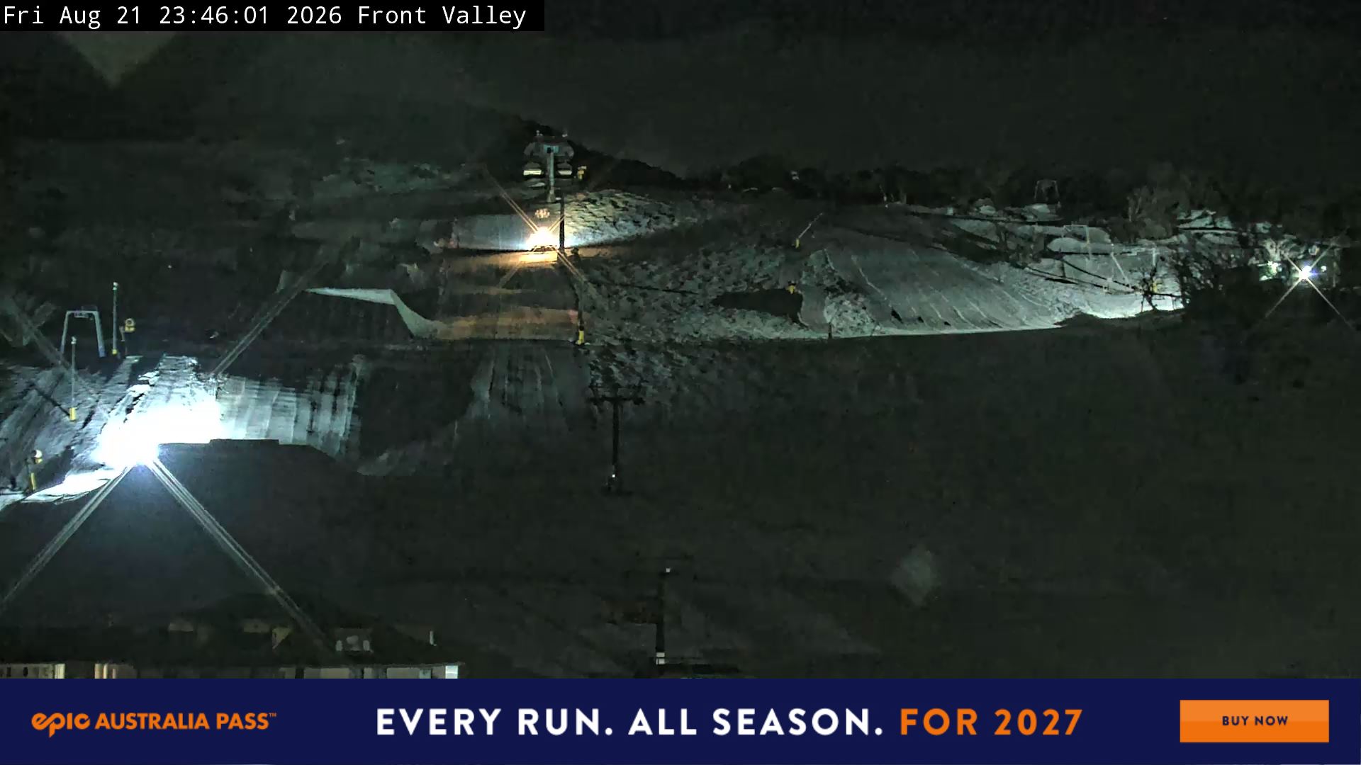 Perisher Front Valley snow cam captured at 21 August 2026 at 11:50 pm AEST