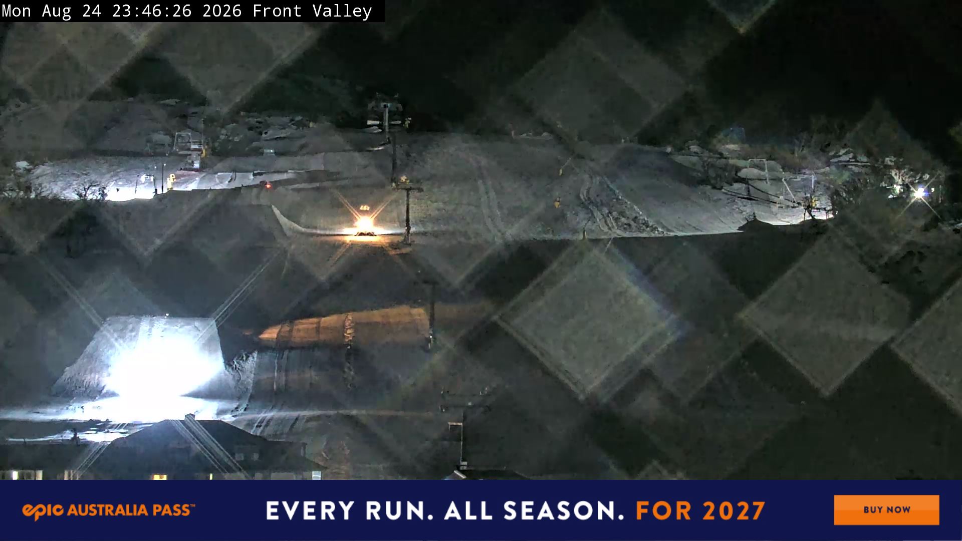 Perisher Front Valley snow cam captured at 24 August 2026 at 11:53 pm AEST
