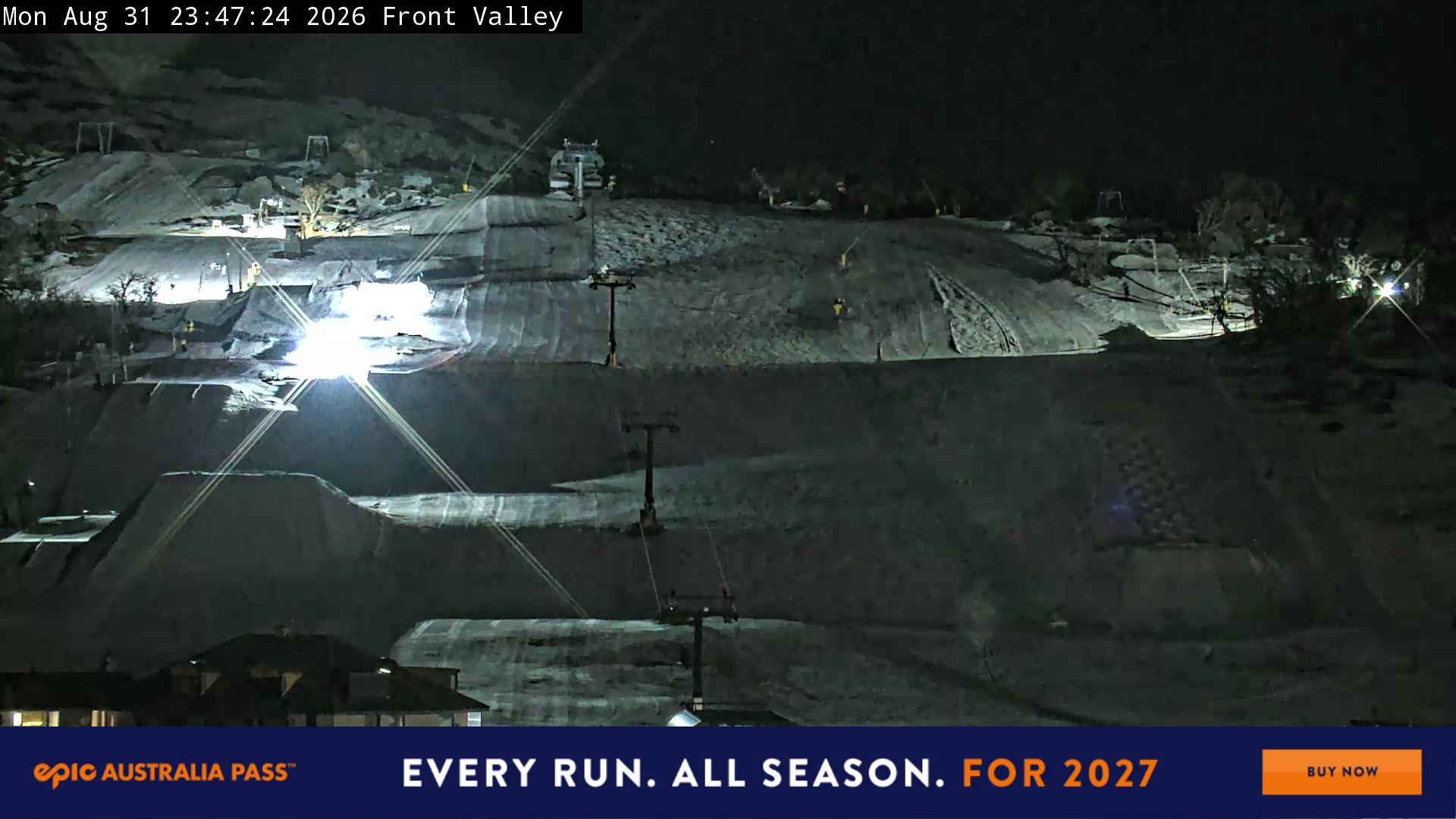 Perisher Front Valley snow cam captured at 31 August 2026 at 11:49 pm AEST