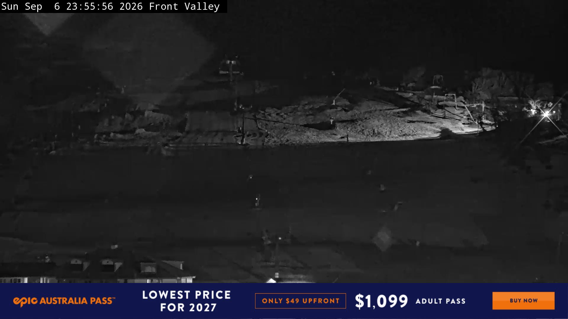 Perisher Front Valley snow cam captured at 6 September 2026 at 11:58 pm AEST