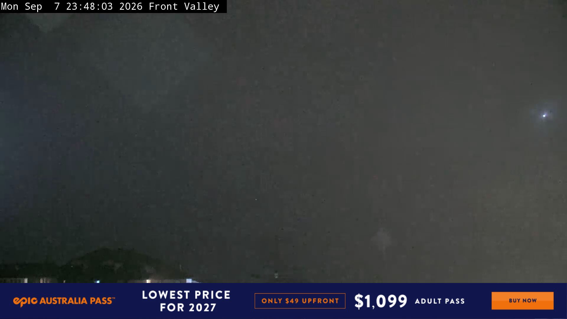 Perisher Front Valley snow cam captured at 7 September 2026 at 11:57 pm AEST