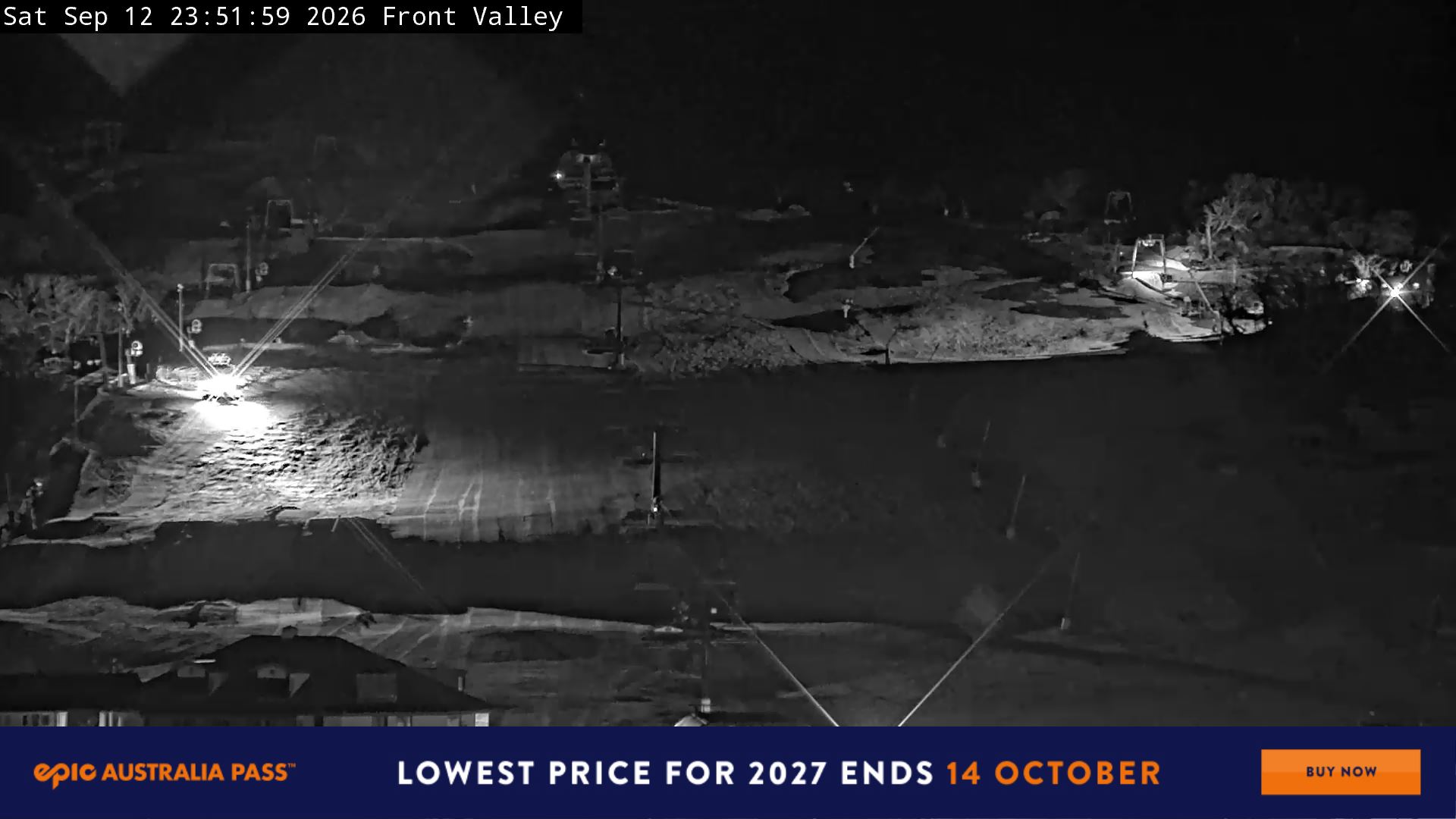 Perisher Front Valley snow cam captured at 12 September 2026 at 11:54 pm AEST