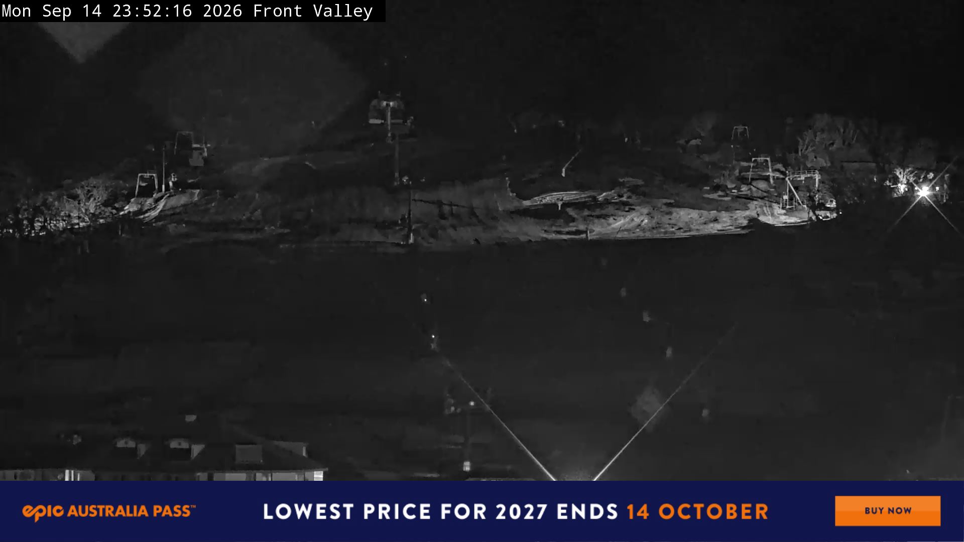 Perisher Front Valley snow cam captured at 14 September 2026 at 11:54 pm AEST