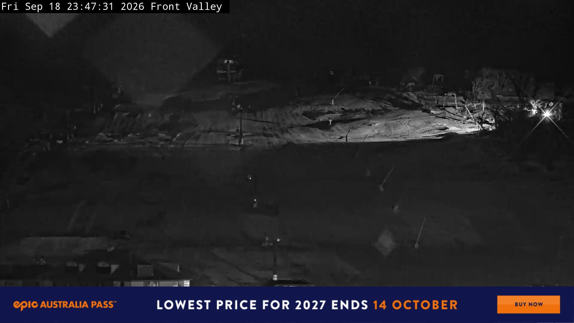 Perisher Front Valley snow cam captured at 18 September 2026 at 11:49 pm AEST