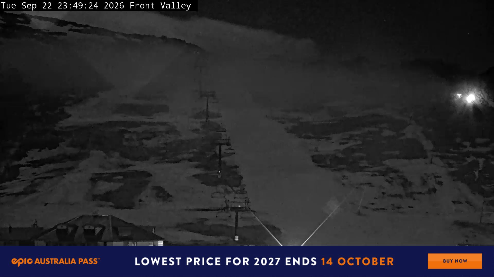 Perisher Front Valley snow cam captured at 22 September 2026 at 11:54 pm AEST