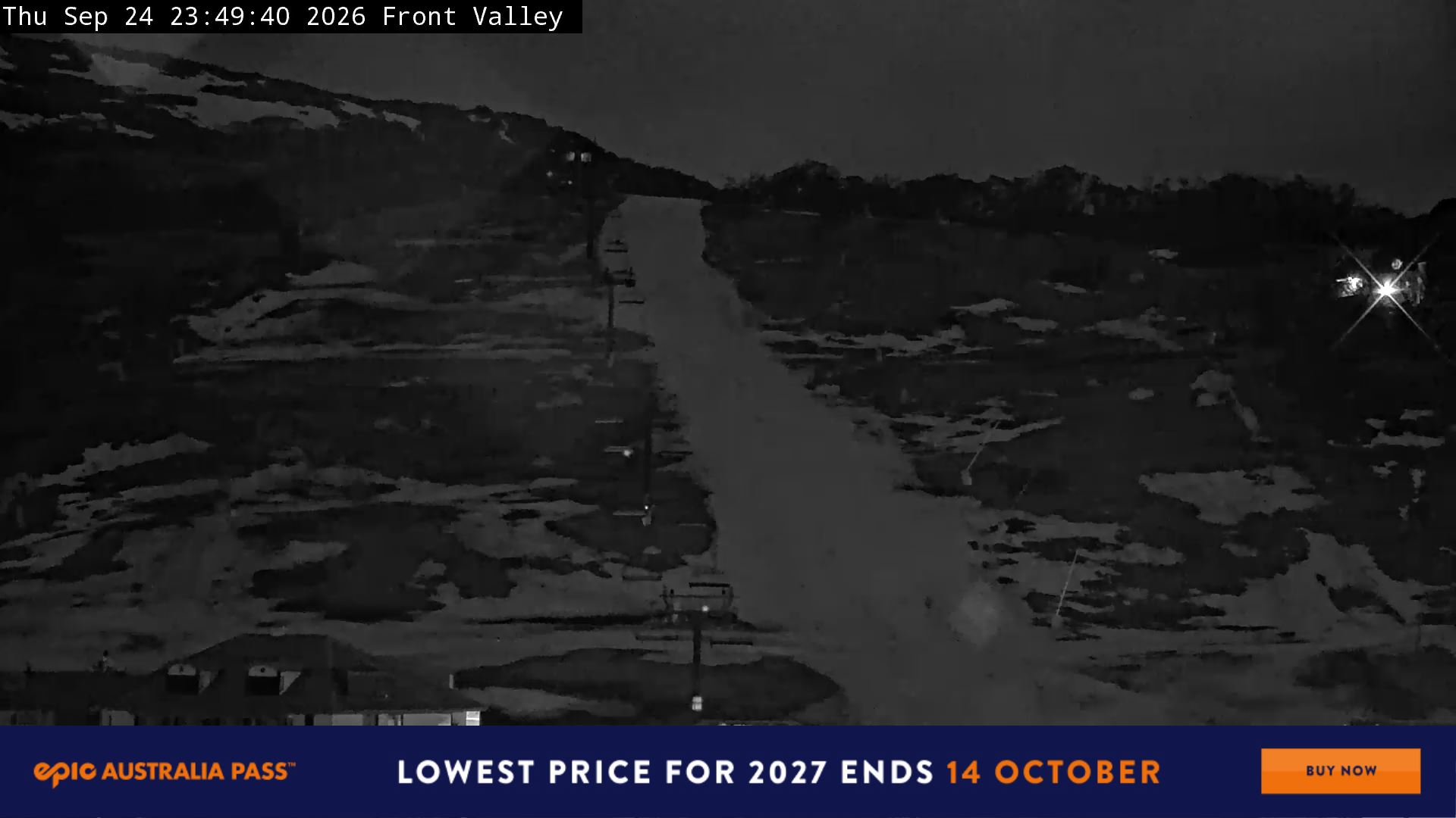 Perisher Front Valley snow cam captured at 24 September 2026 at 11:49 pm AEST