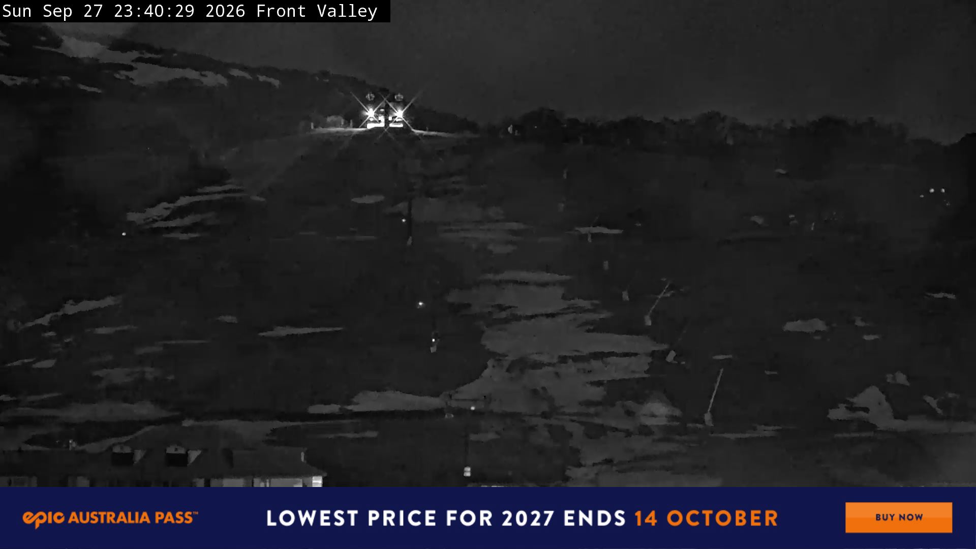 Perisher Front Valley snow cam captured at 27 September 2026 at 11:49 pm AEST
