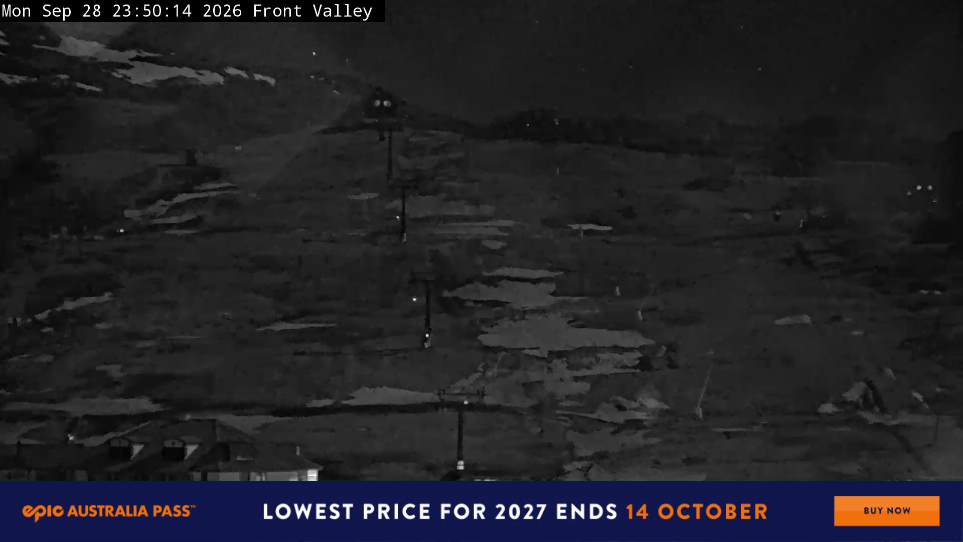 Perisher Front Valley snow cam captured at 28 September 2026 at 11:54 pm AEST