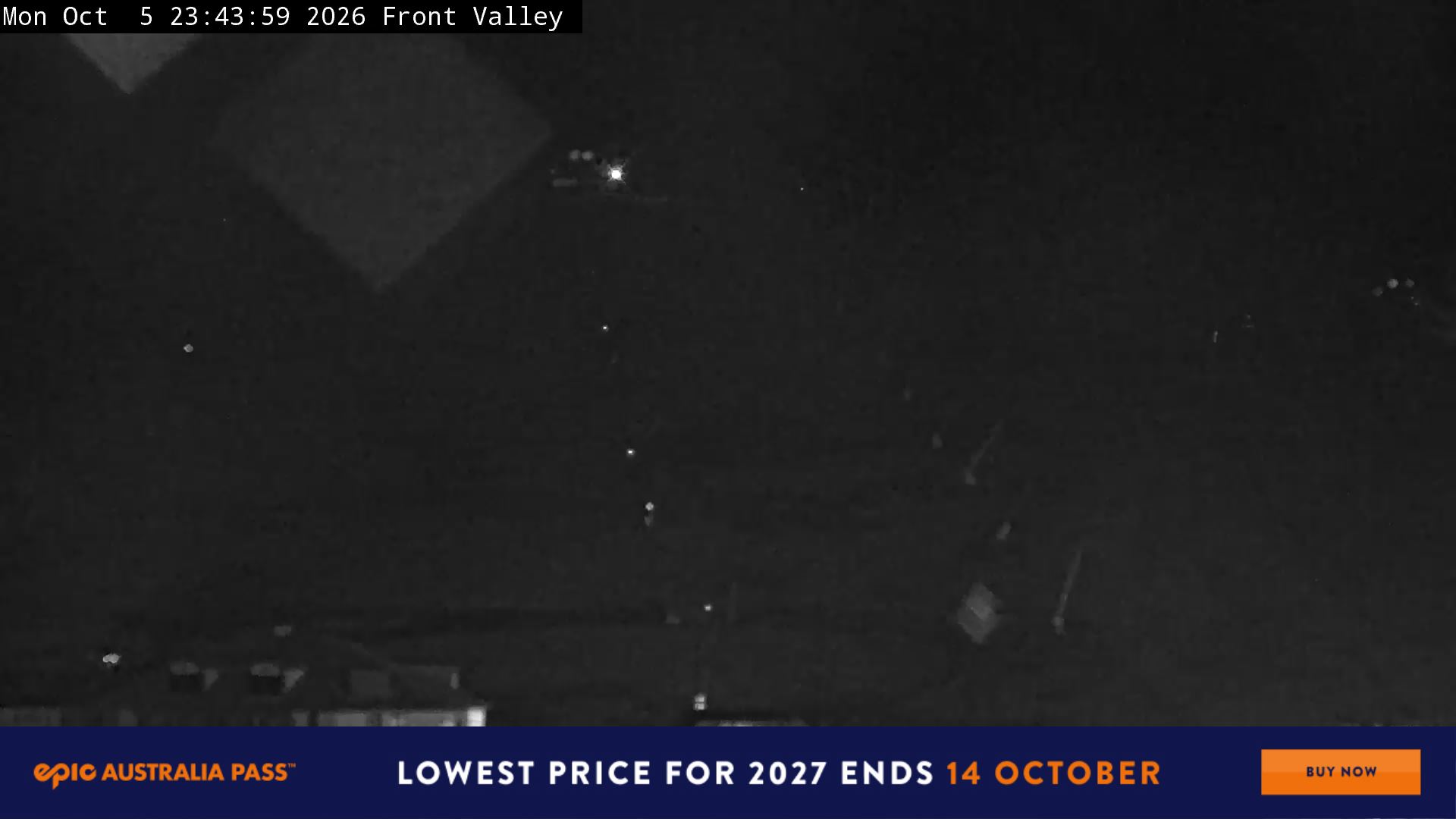 Perisher Front Valley snow cam captured at 5 October 2026 at 11:50 pm AEDT