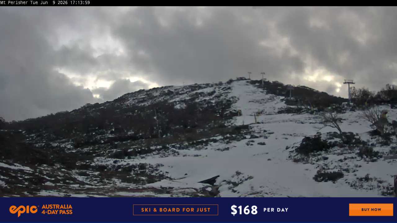 Perisher Mt Perisher snow cam captured at 9 June 2026 at 5:16 pm AEST