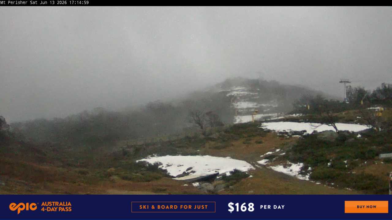 Perisher Mt Perisher snow cam captured at 13 June 2026 at 5:20 pm AEST