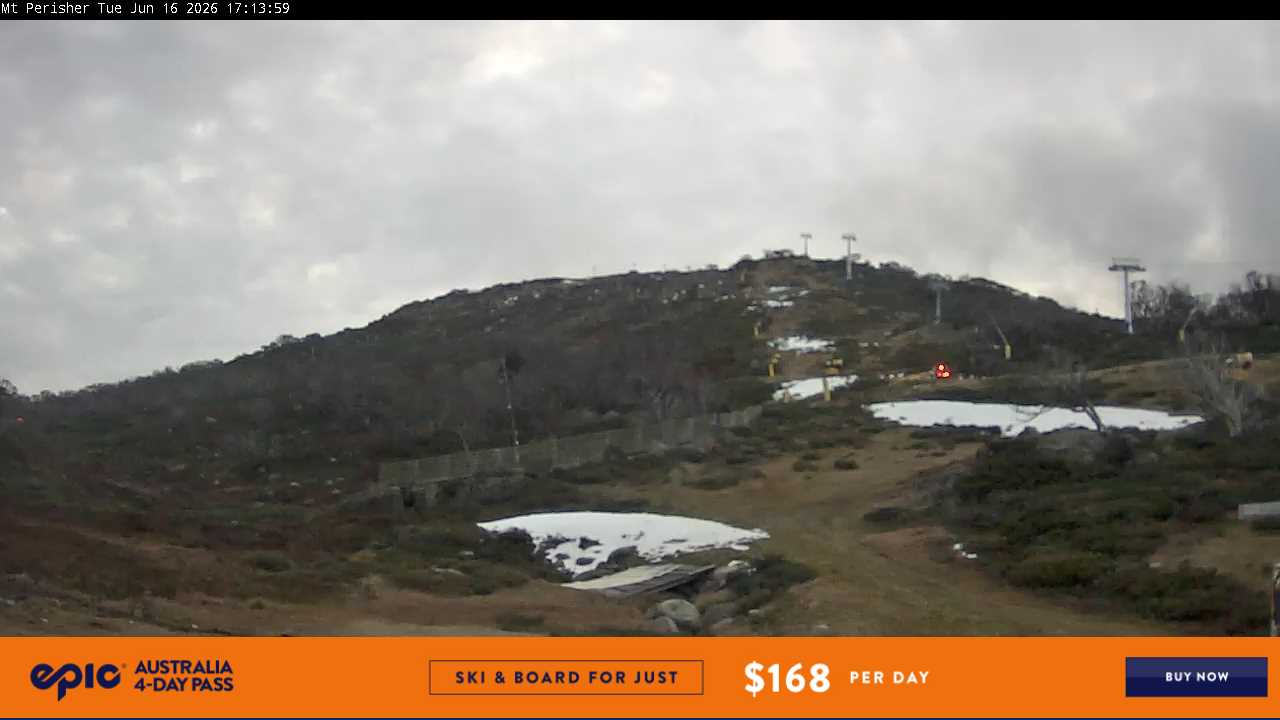 Perisher Mt Perisher snow cam captured at 16 June 2026 at 5:18 pm AEST