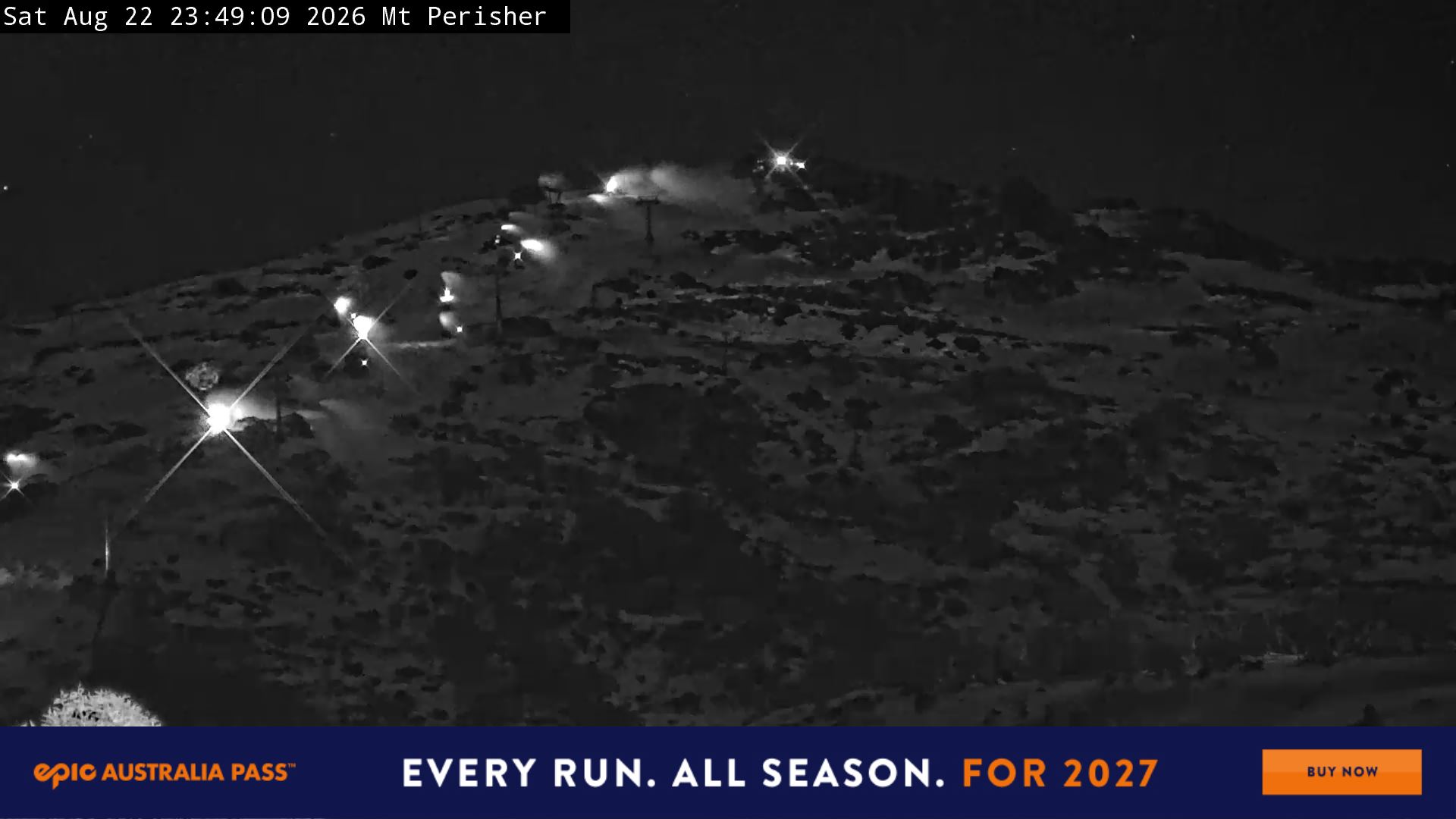 Perisher Mt Perisher snow cam captured at 22 August 2026 at 11:52 pm AEST