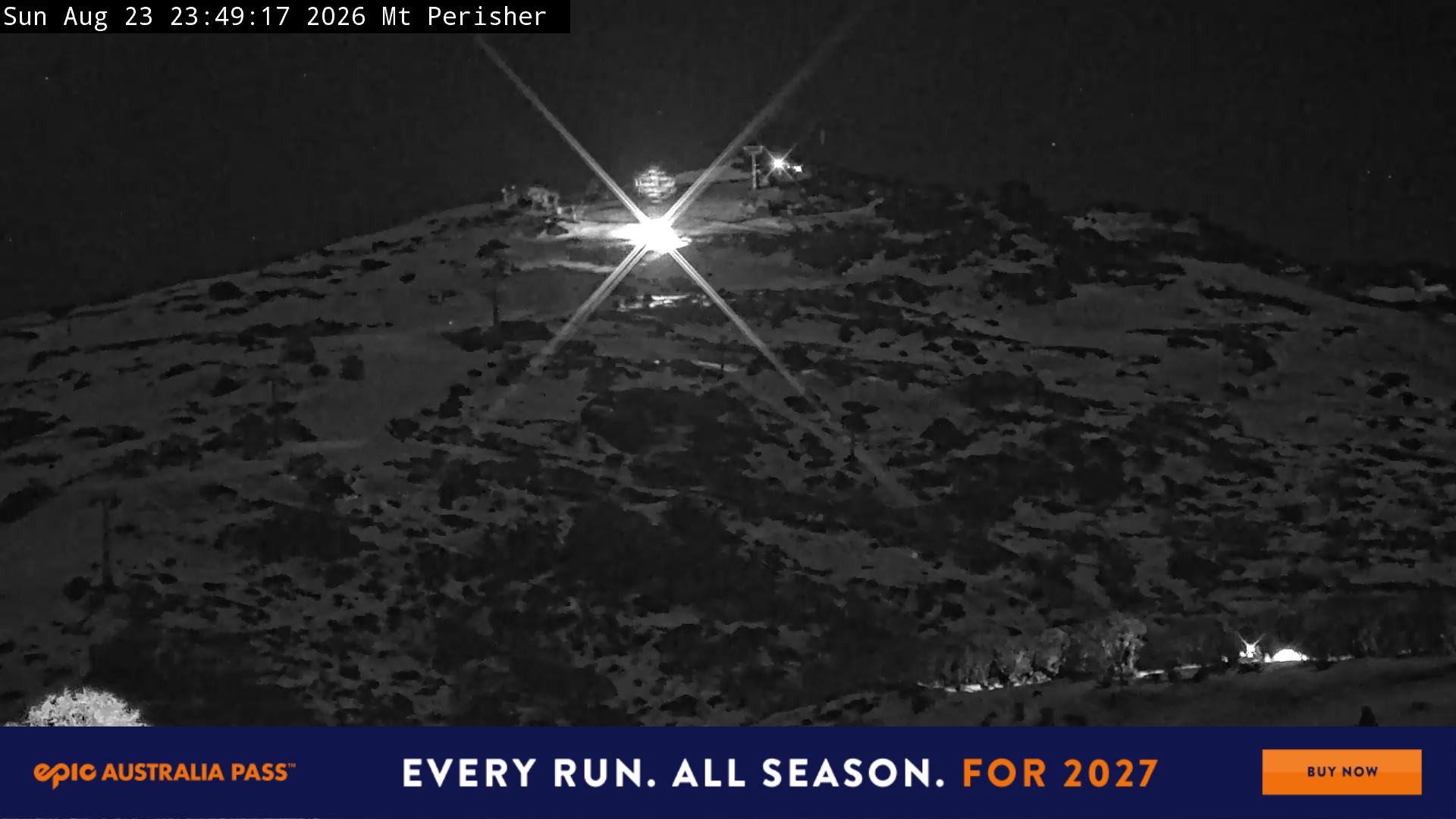 Perisher Mt Perisher snow cam captured at 23 August 2026 at 11:52 pm AEST