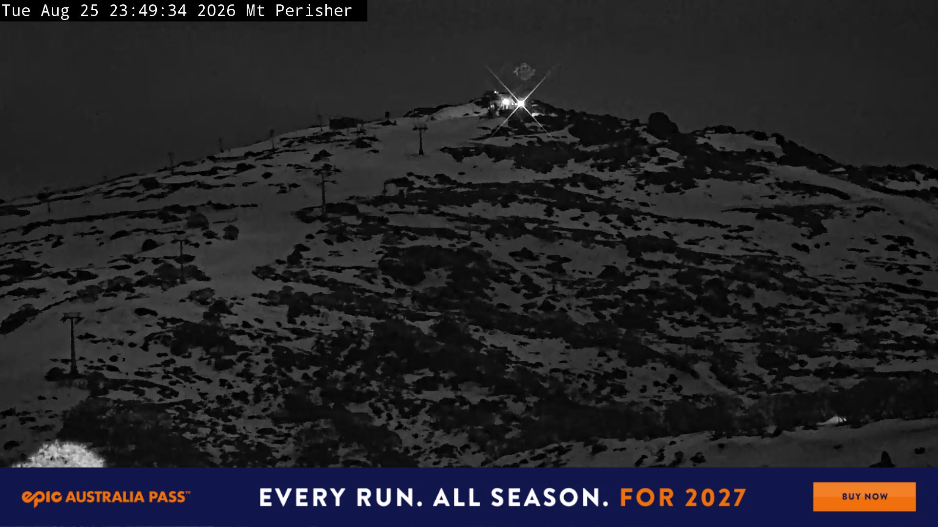 Perisher Mt Perisher snow cam captured at 25 August 2026 at 11:55 pm AEST