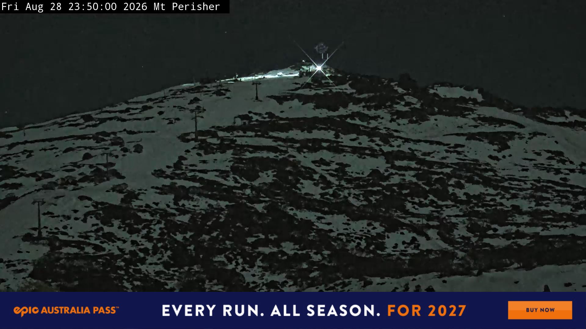 Perisher Mt Perisher snow cam captured at 28 August 2026 at 11:58 pm AEST