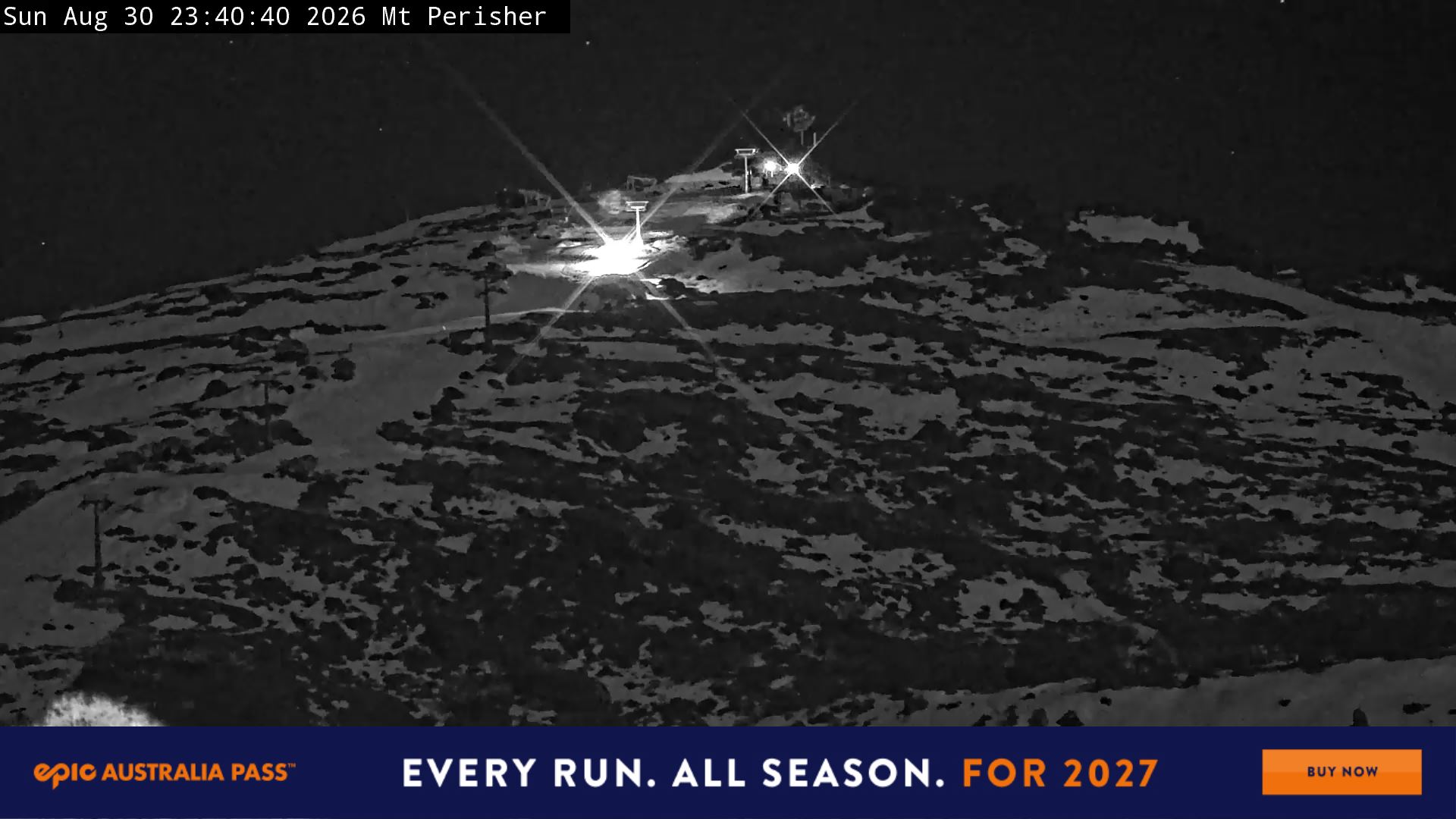Perisher Mt Perisher snow cam captured at 30 August 2026 at 11:49 pm AEST