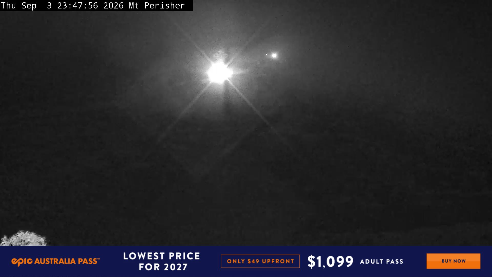 Perisher Mt Perisher snow cam captured at 3 September 2026 at 11:54 pm AEST