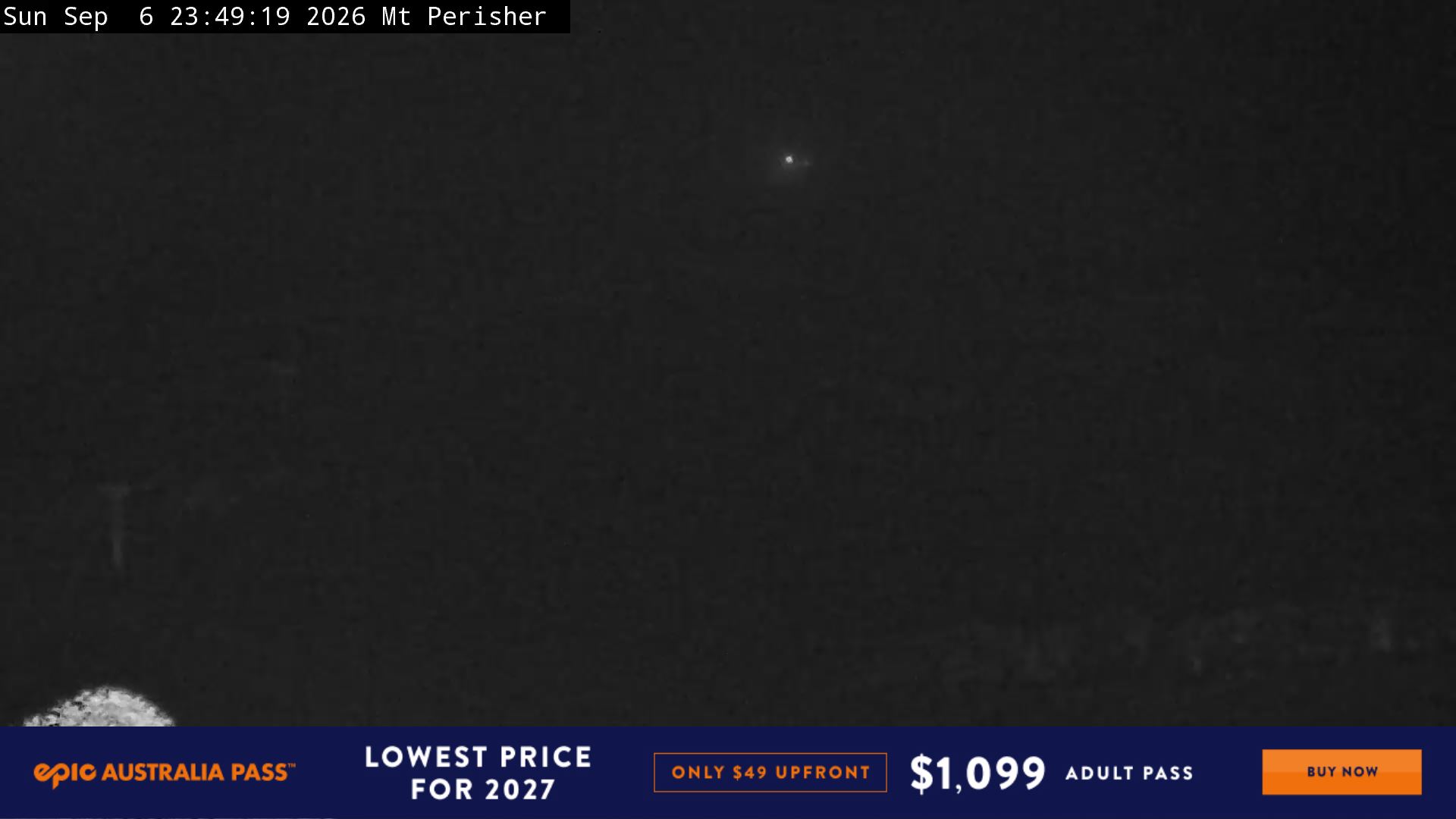 Perisher Mt Perisher snow cam captured at 6 September 2026 at 11:50 pm AEST