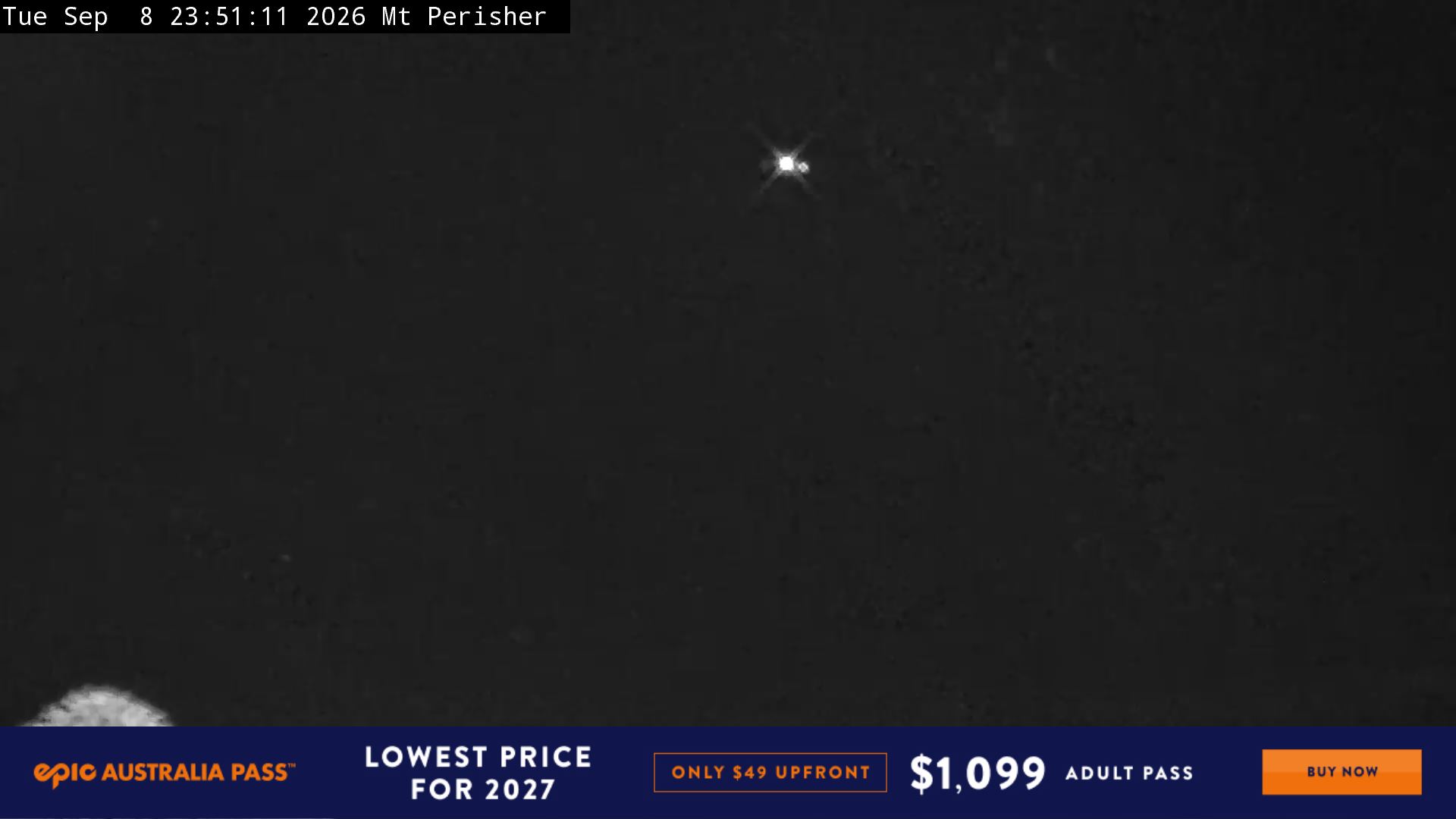 Perisher Mt Perisher snow cam captured at 8 September 2026 at 11:59 pm AEST