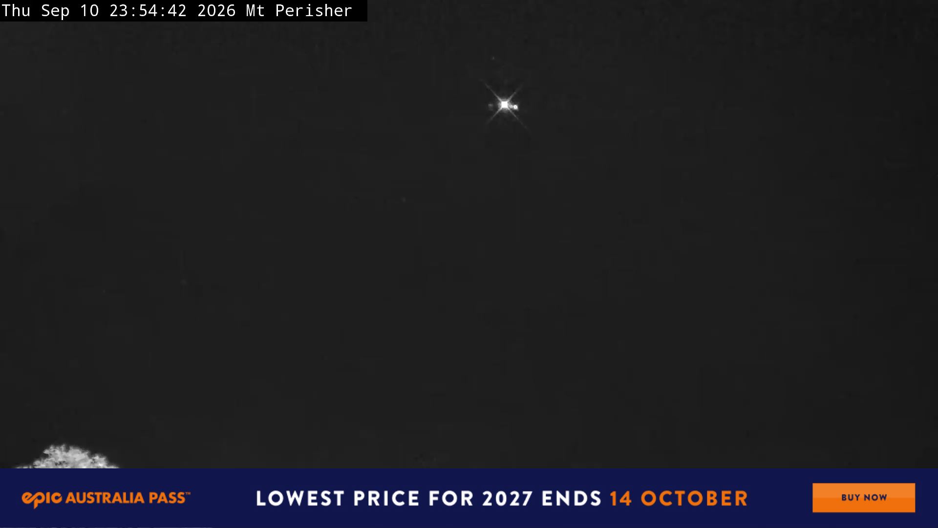 Perisher Mt Perisher snow cam captured at 10 September 2026 at 11:59 pm AEST