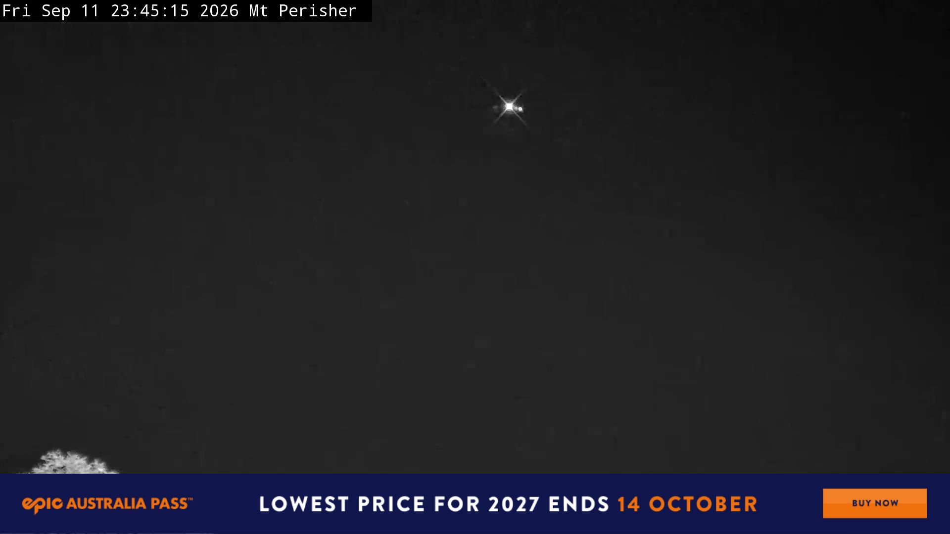 Perisher Mt Perisher snow cam captured at 11 September 2026 at 11:51 pm AEST