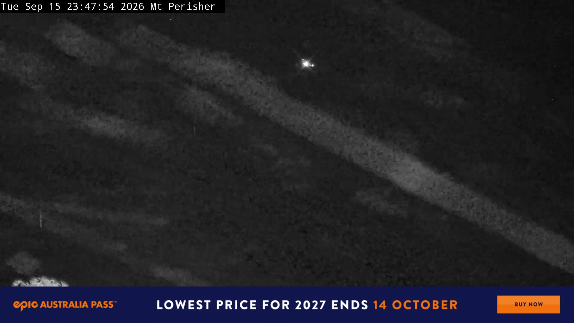 Perisher Mt Perisher snow cam captured at 15 September 2026 at 11:55 pm AEST