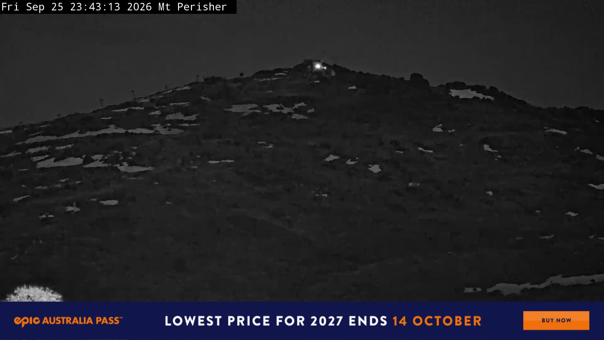 Perisher Mt Perisher snow cam captured at 25 September 2026 at 11:51 pm AEST