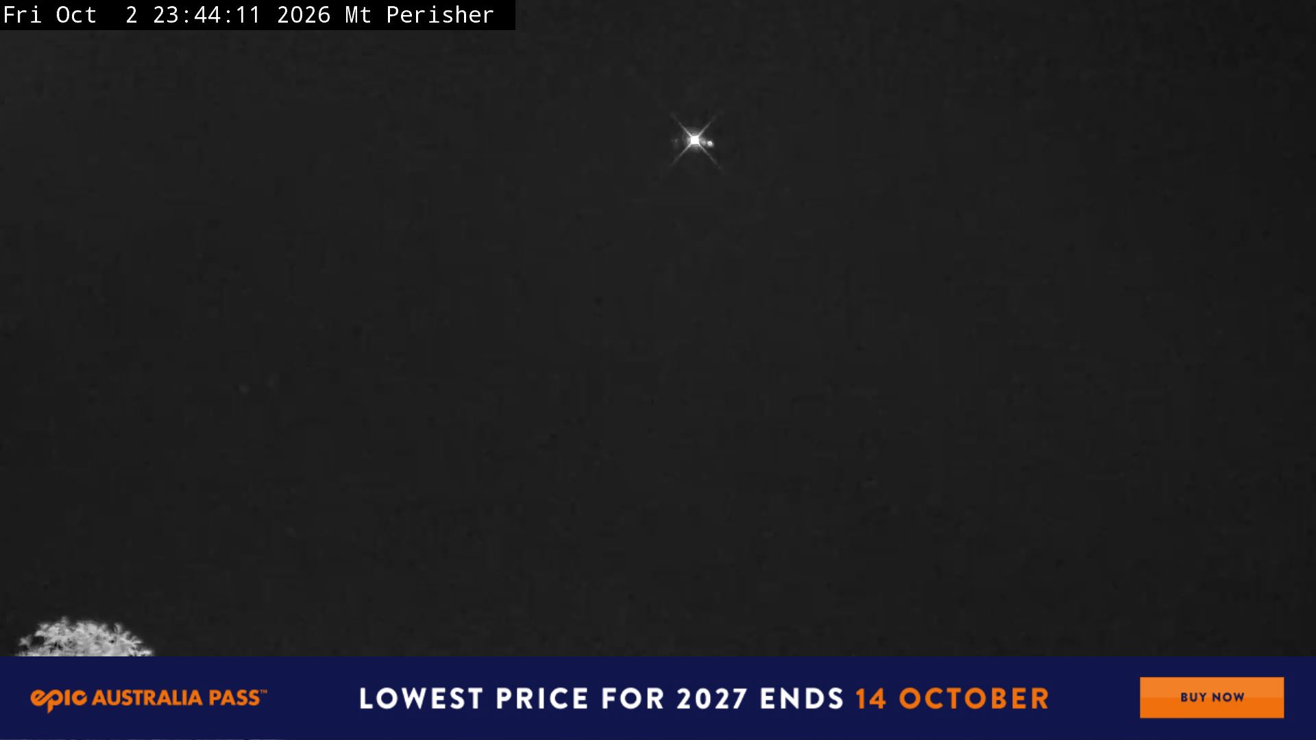 Perisher Mt Perisher snow cam captured at 2 October 2026 at 11:45 pm AEST