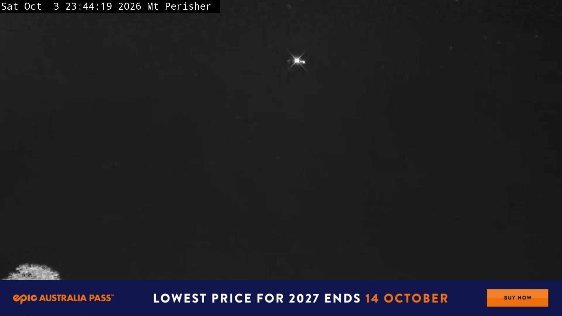 Perisher Mt Perisher snow cam captured at 3 October 2026 at 11:53 pm AEST