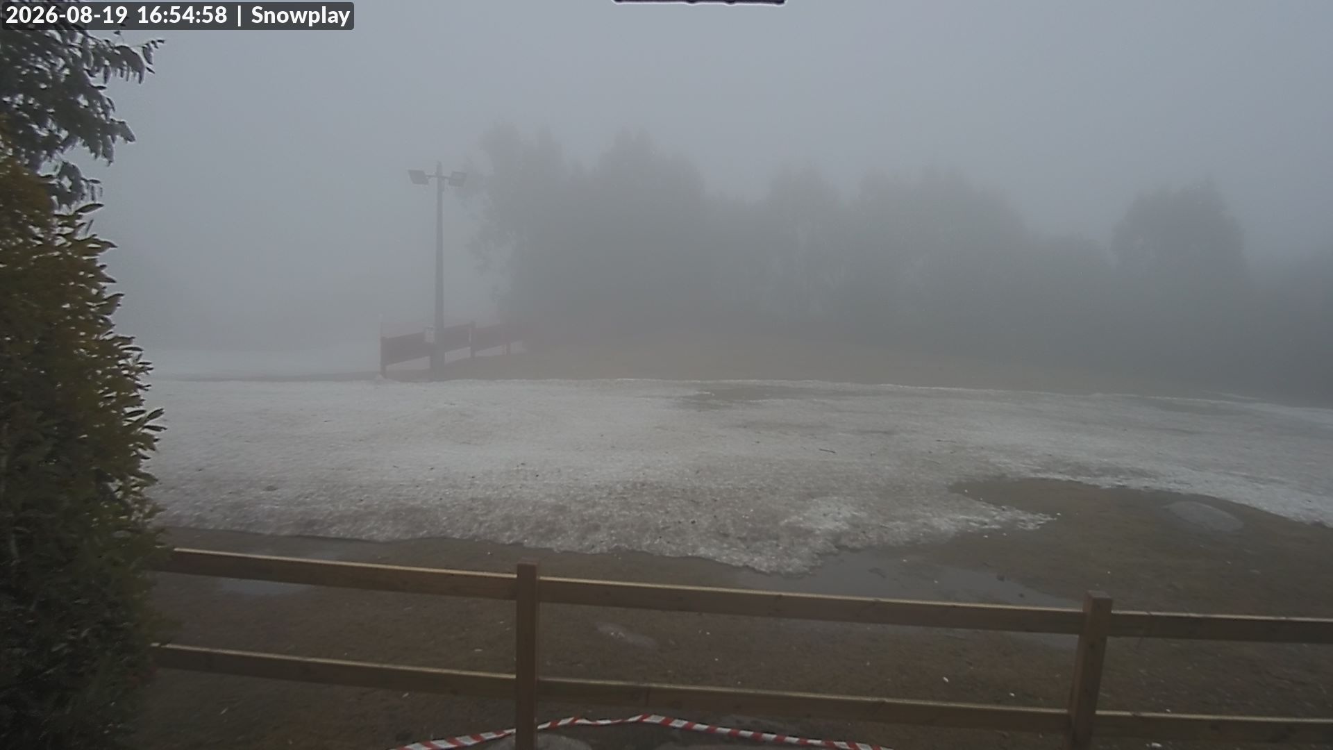 Lake Mountain Snow Play Area snow cam captured at 19 August 2026 at 4:56 pm AEST