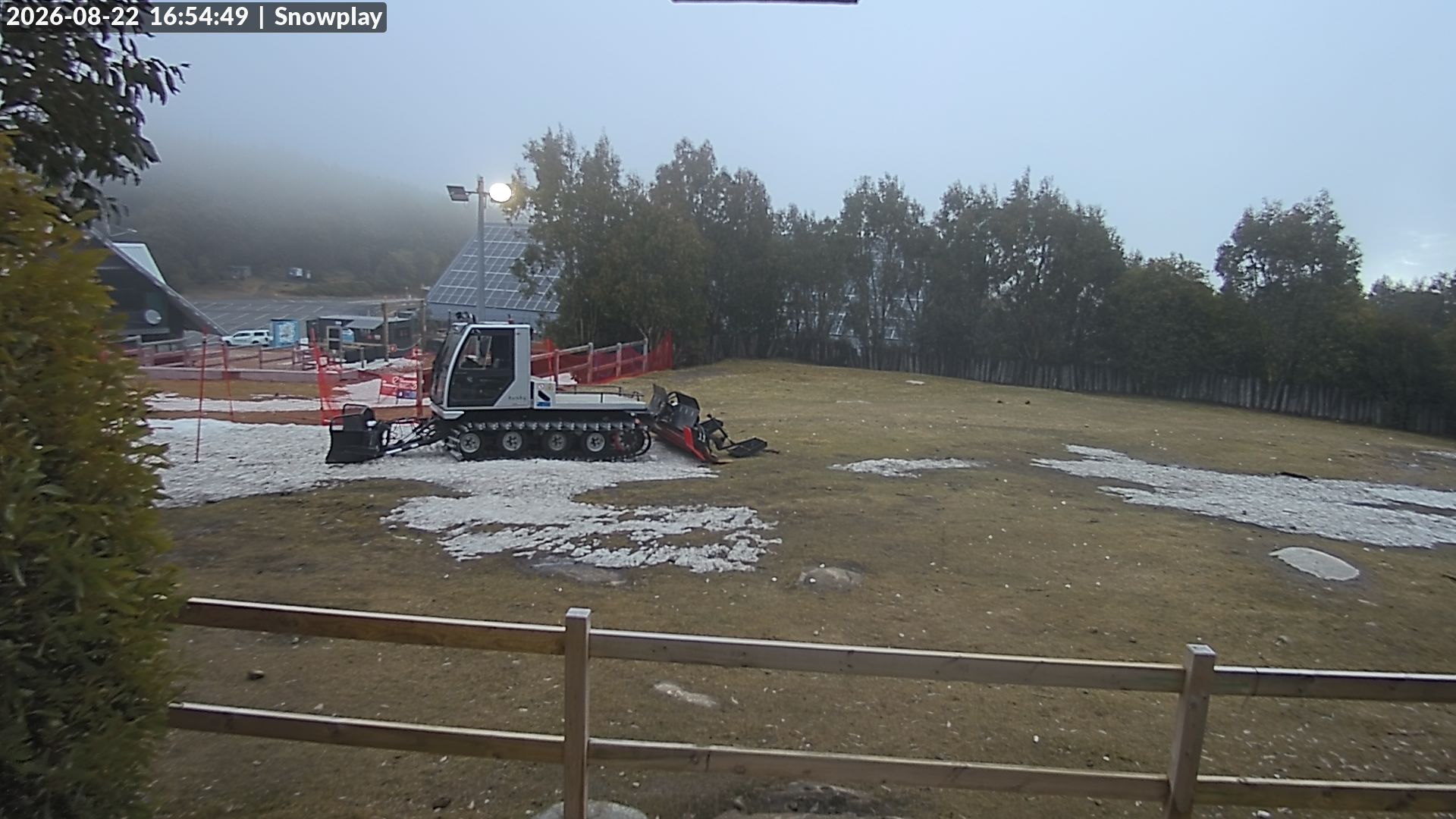 Lake Mountain Snow Play Area snow cam captured at 22 August 2026 at 4:56 pm AEST